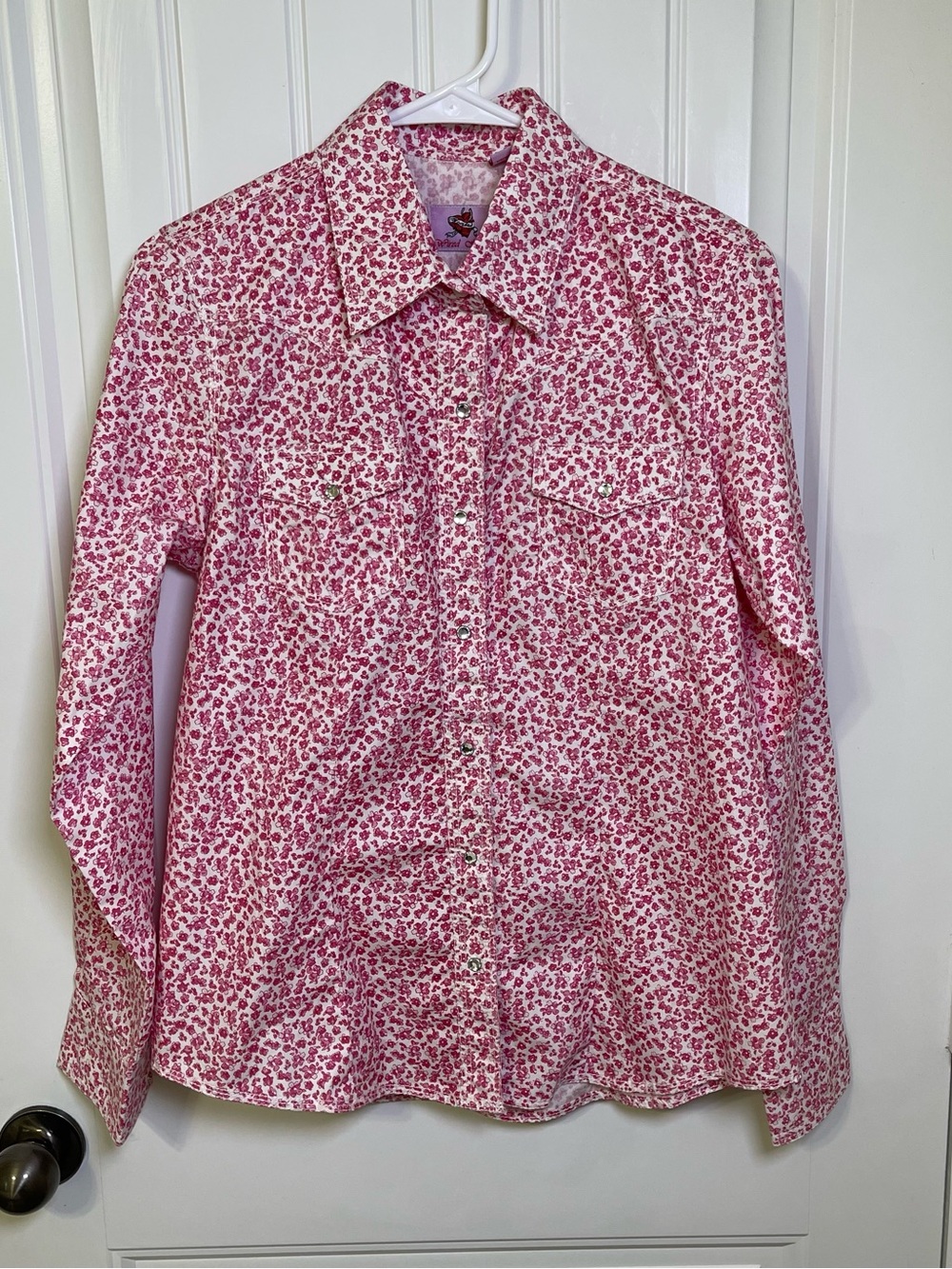 Wired Heart Women’s Medium Floral Western Rhinestone Snap Shirt Cowgirl Rodeo